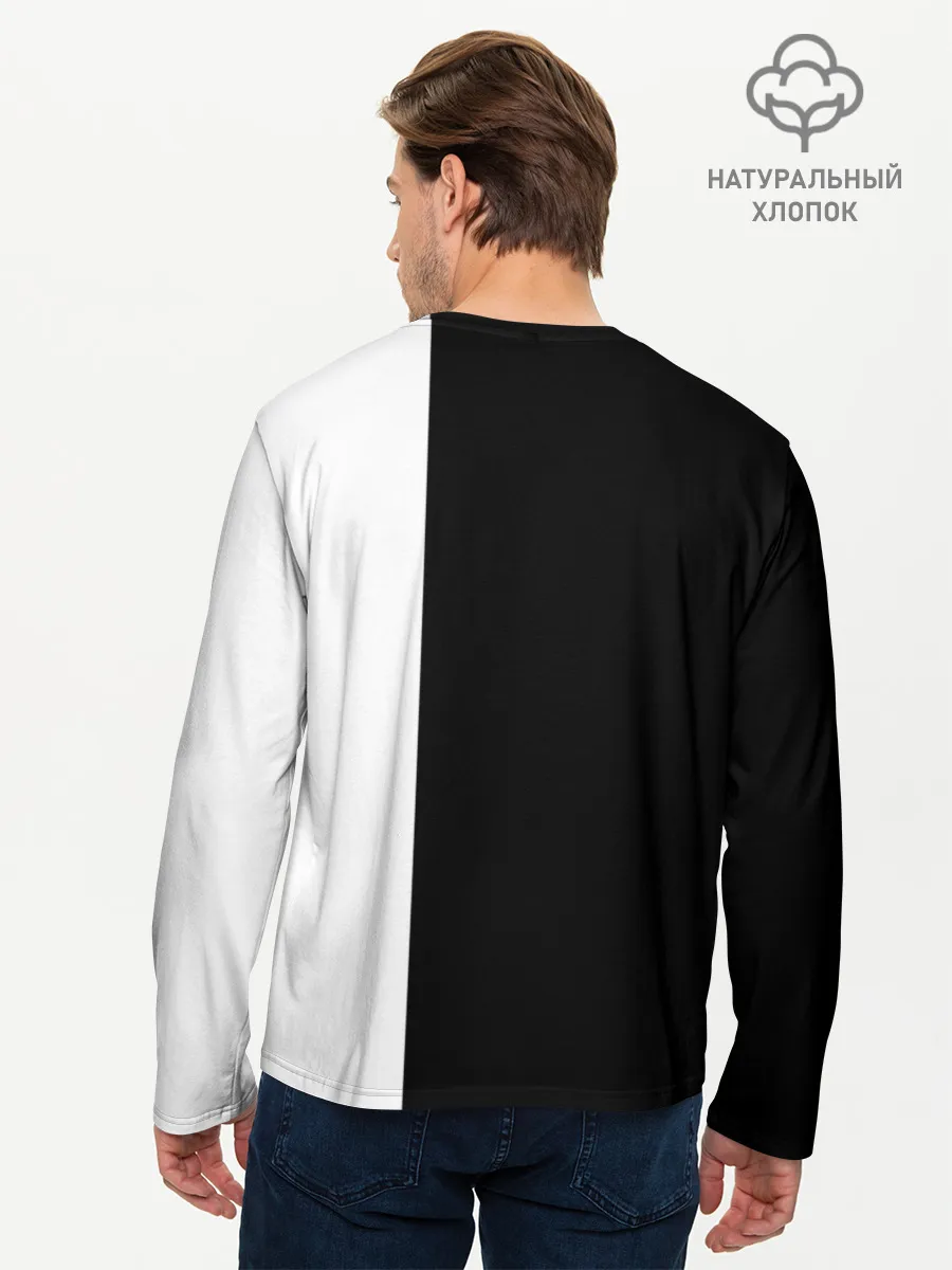 Мужской лонгслив базовый / Черно белый силуэт Танджиро