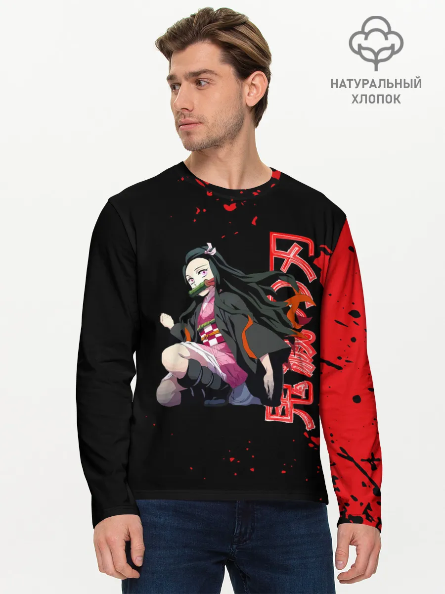 Мужской лонгслив базовый / Незуко Камадо Kimetsu no Yaiba