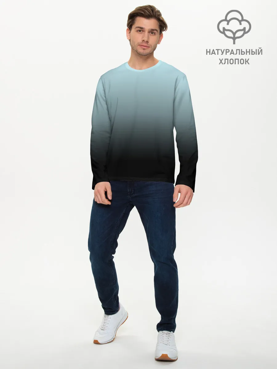 Мужской лонгслив базовый / Black and Blue gradient