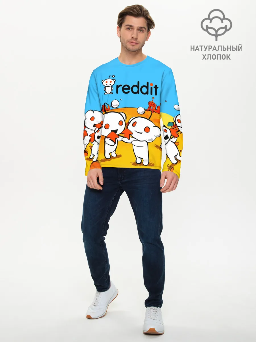 Мужской лонгслив базовый / REDDIT / РЕДДИТ / UPVOTE ART