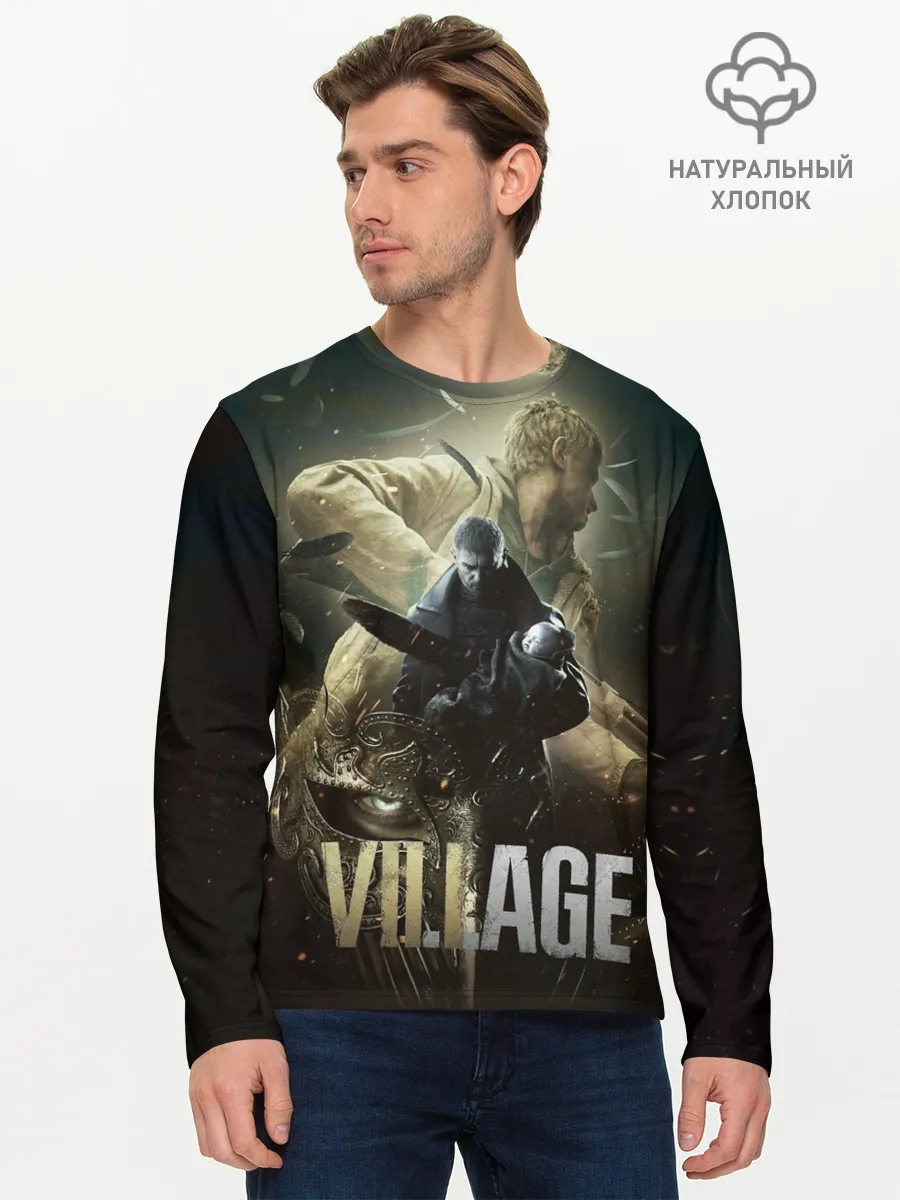 Мужской лонгслив базовый / Итан,Крис и деревня RE8