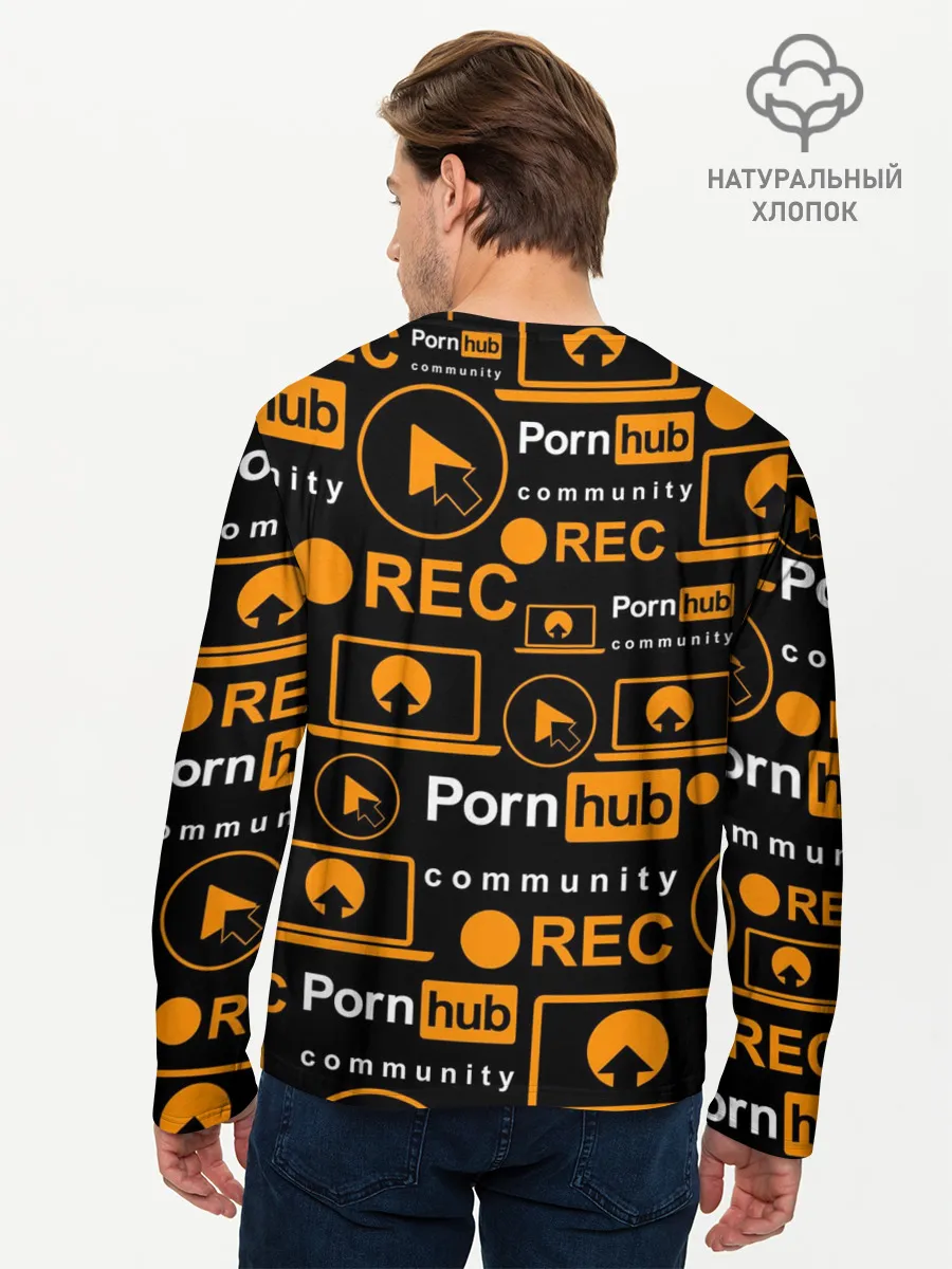 Мужской лонгслив базовый / PORNHUB / ПОРНХАБ / УЗОР