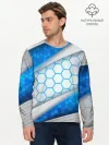 Мужской лонгслив базовый / 3D AQUA БРОНЯ ОБЪЕМНЫЕ СОТЫ