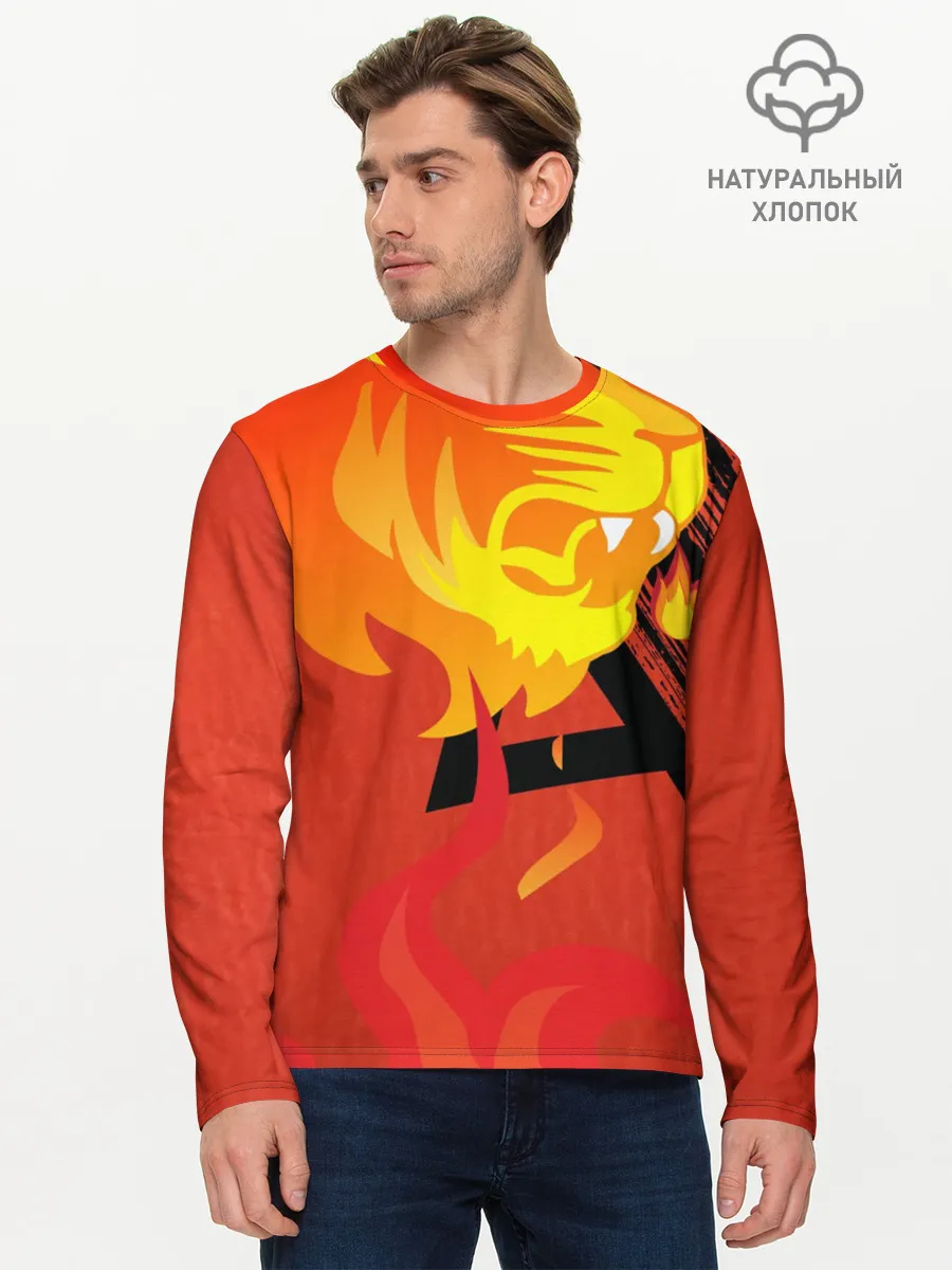 Мужской лонгслив базовый / Огненный лев