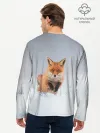 Мужской лонгслив базовый / Лисица прыгает по снегу