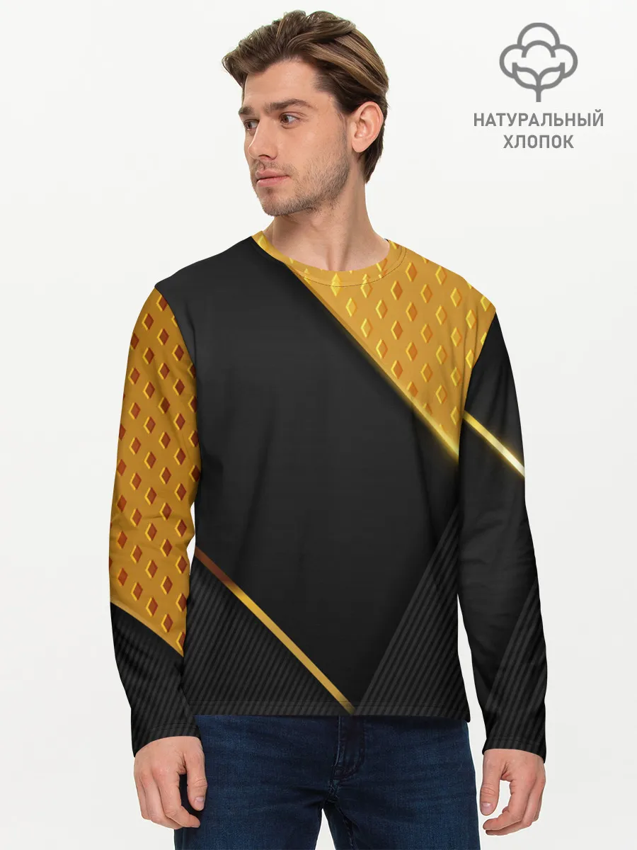 Мужской лонгслив базовый / 3D BLACK & GOLD