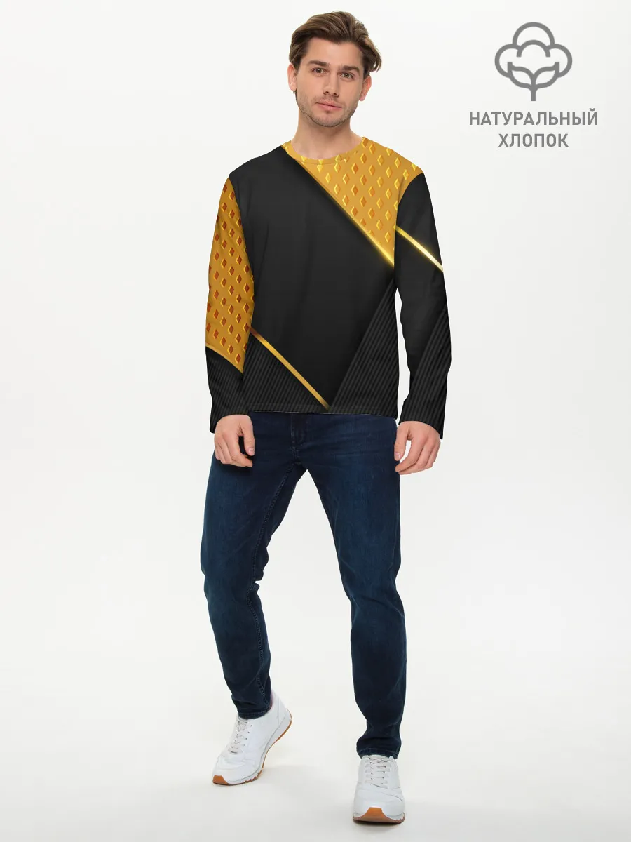 Мужской лонгслив базовый / 3D BLACK & GOLD