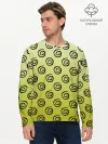 Мужской лонгслив базовый / узор спиральки на желтом фоне