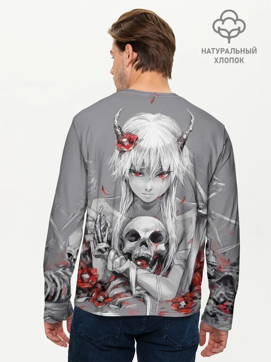 Мужской лонгслив базовый / Девушка с черепом