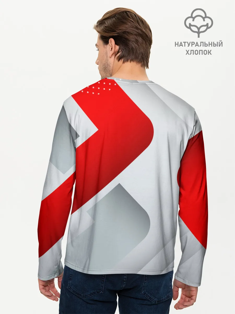 Мужской лонгслив базовый / 3D SPORT STYLE RED / WHITE