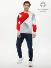 Мужской лонгслив базовый / 3D SPORT STYLE RED / WHITE