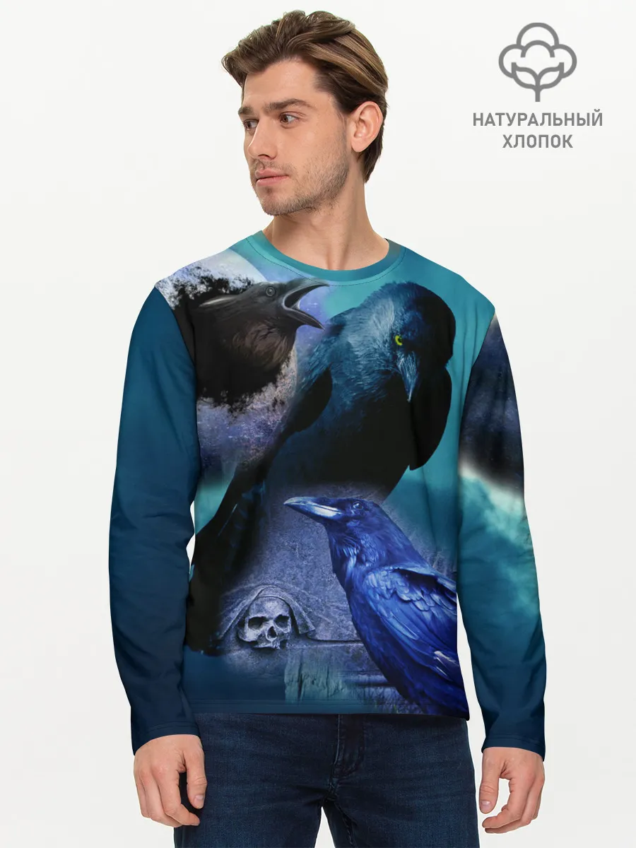Мужской лонгслив базовый / Мистические вороны | Crows