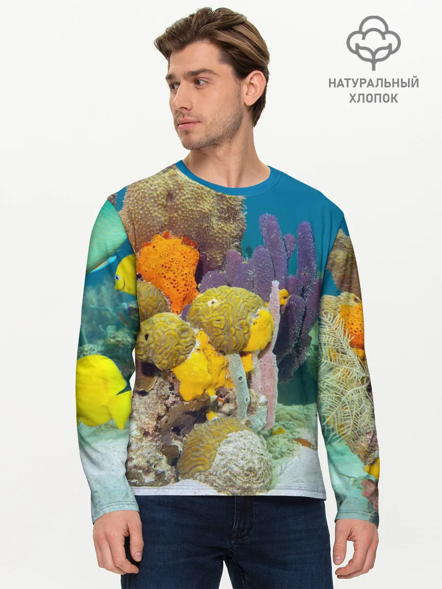 Мужской лонгслив базовый / Морской мир