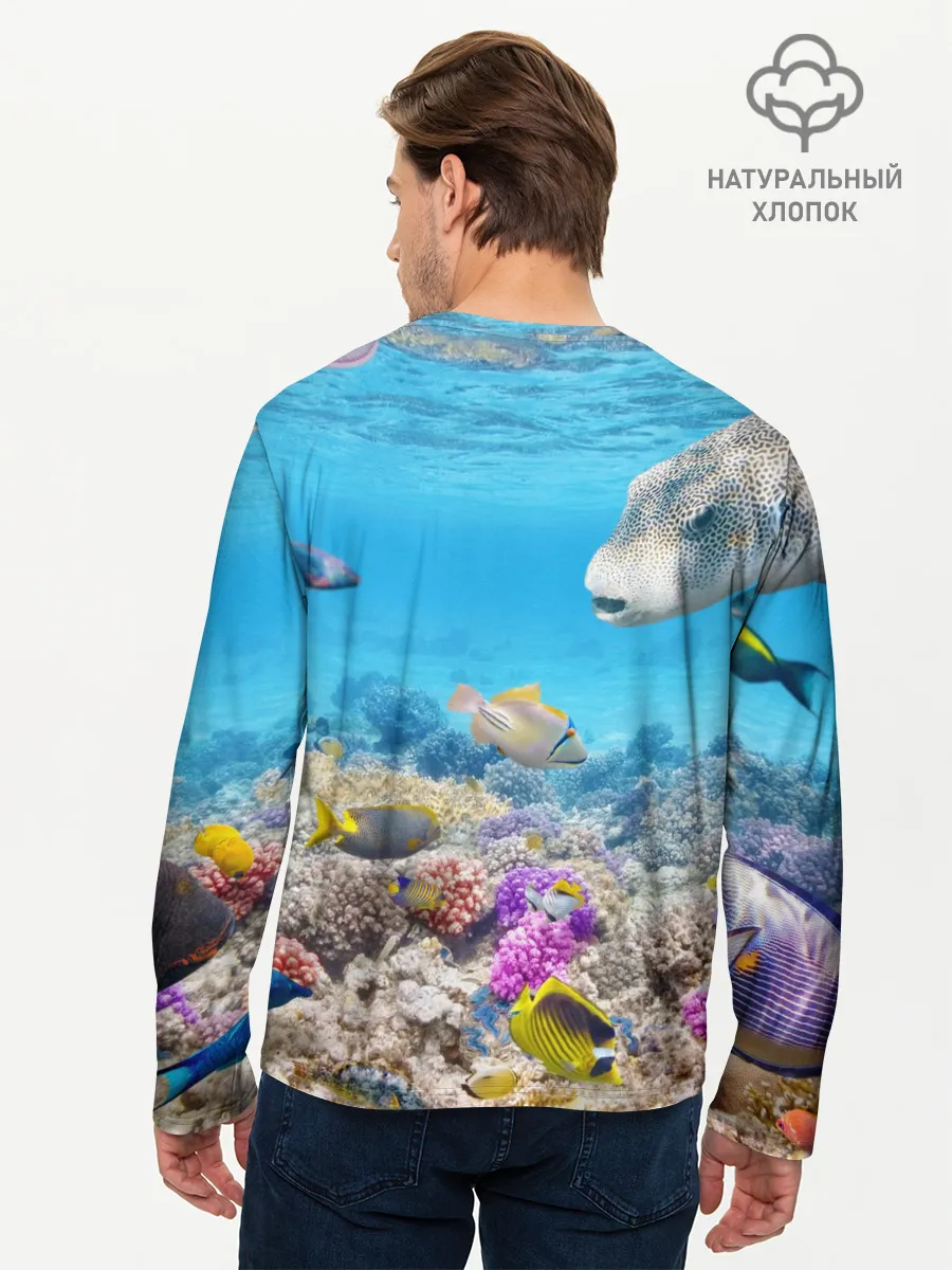 Мужской лонгслив базовый / Морской мир