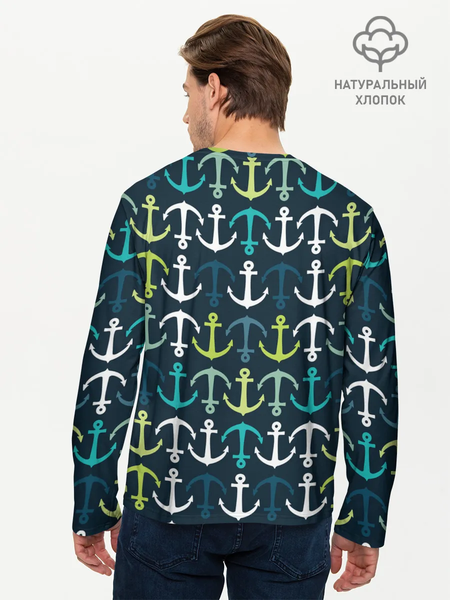 Мужской лонгслив базовый / Якоря