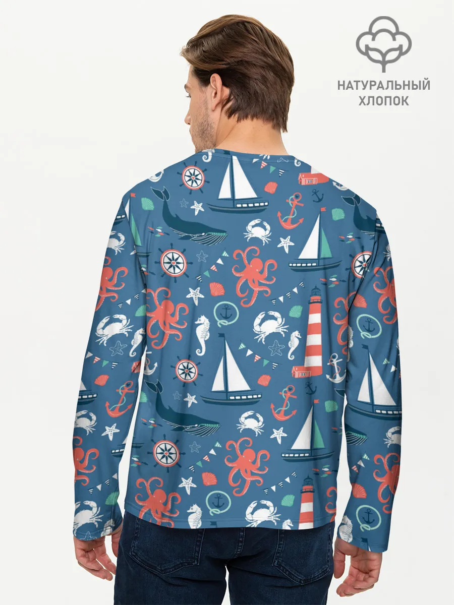 Мужской лонгслив базовый / Морские жители
