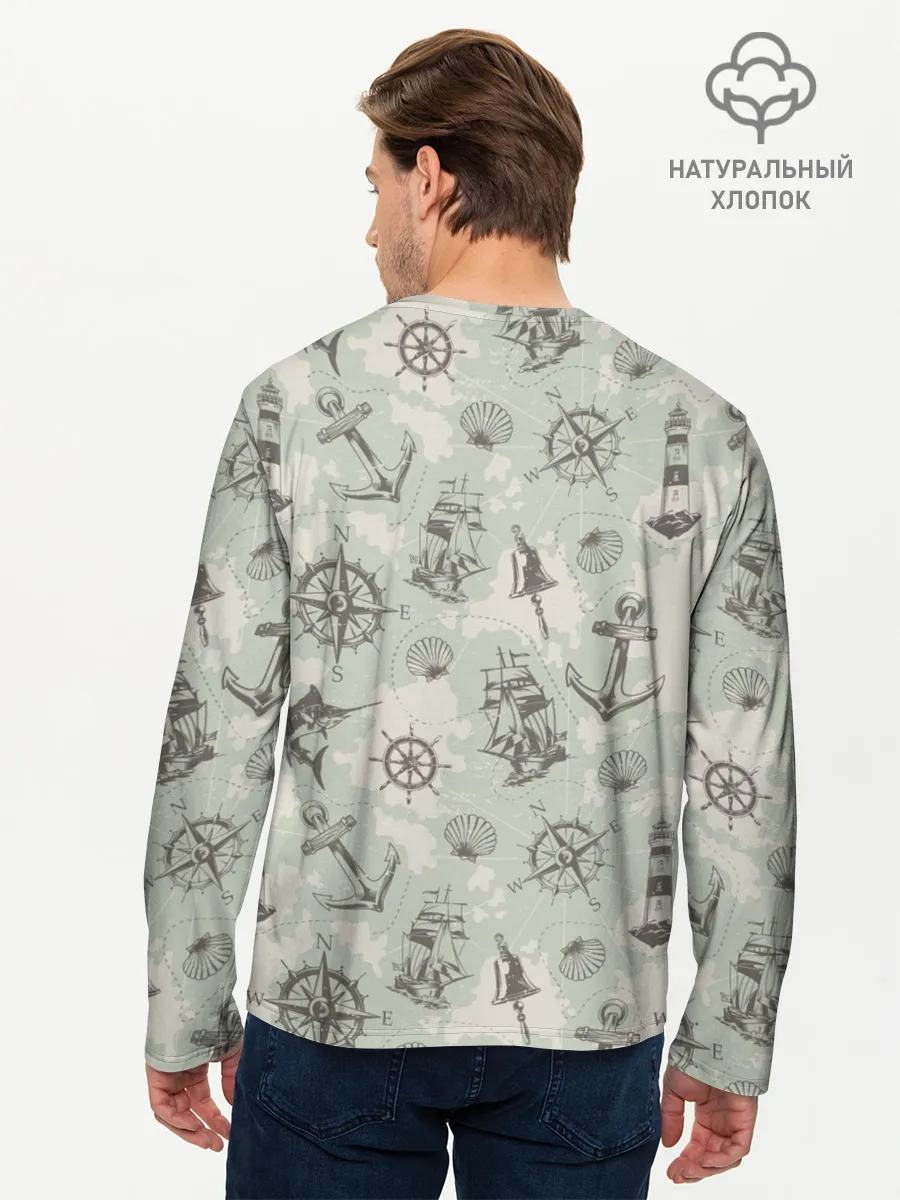 Мужской лонгслив базовый / Морская карта