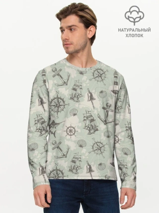 Мужской лонгслив базовый / Морская карта