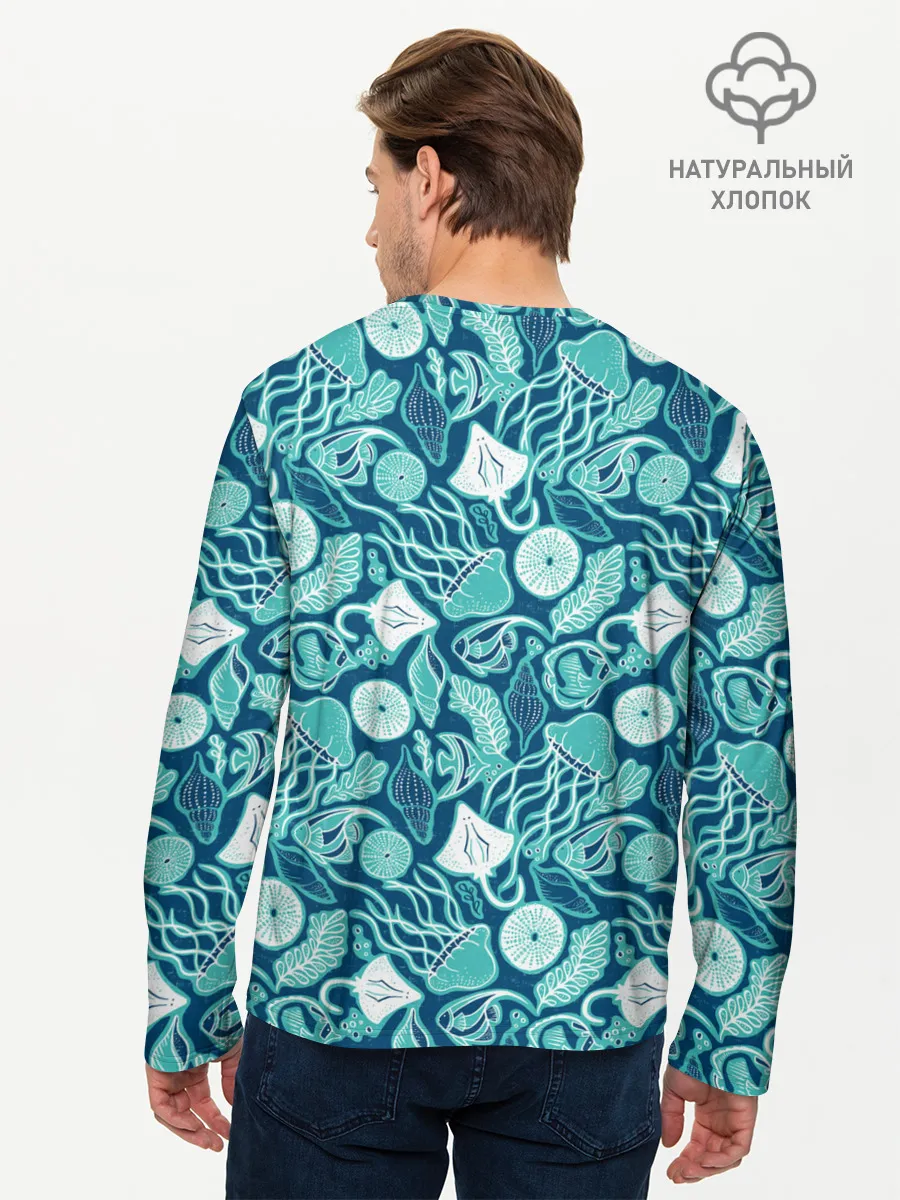 Мужской лонгслив базовый / Скаты и медузы