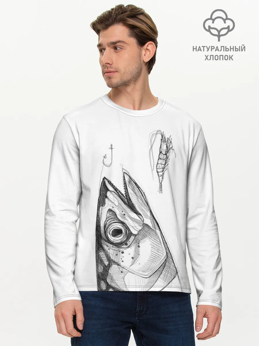 Мужской лонгслив базовый / рыбка