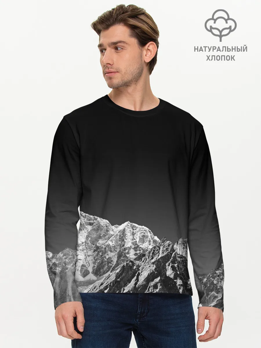 Мужской лонгслив базовый / ГОРЫ В МОЕМ СЕРДЦЕ | КАМУФЛЯЖ