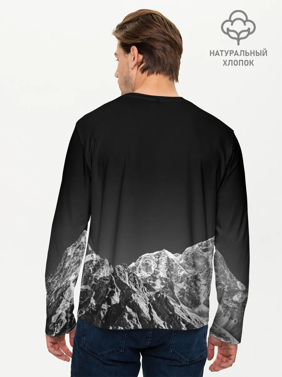 Мужской лонгслив базовый / ГОРЫ В МОЕМ СЕРДЦЕ | КАМУФЛЯЖ