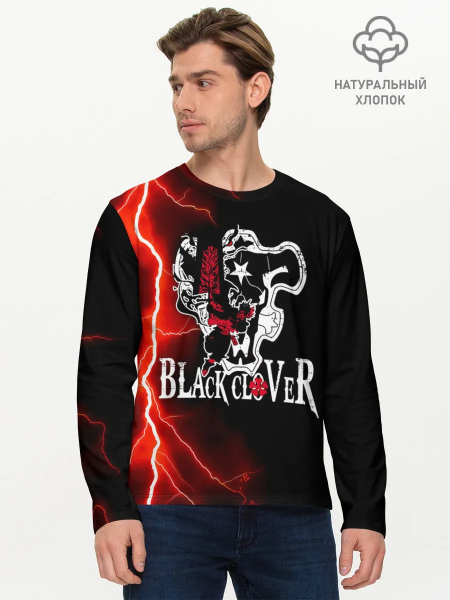 Мужской лонгслив базовый / Черные быки | Черный Клевер