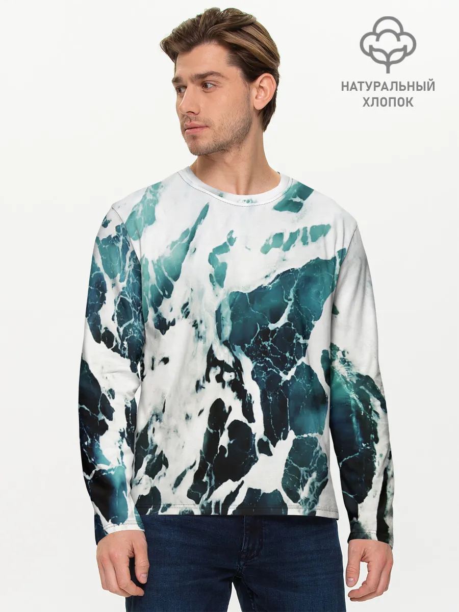 Мужской лонгслив базовый / море