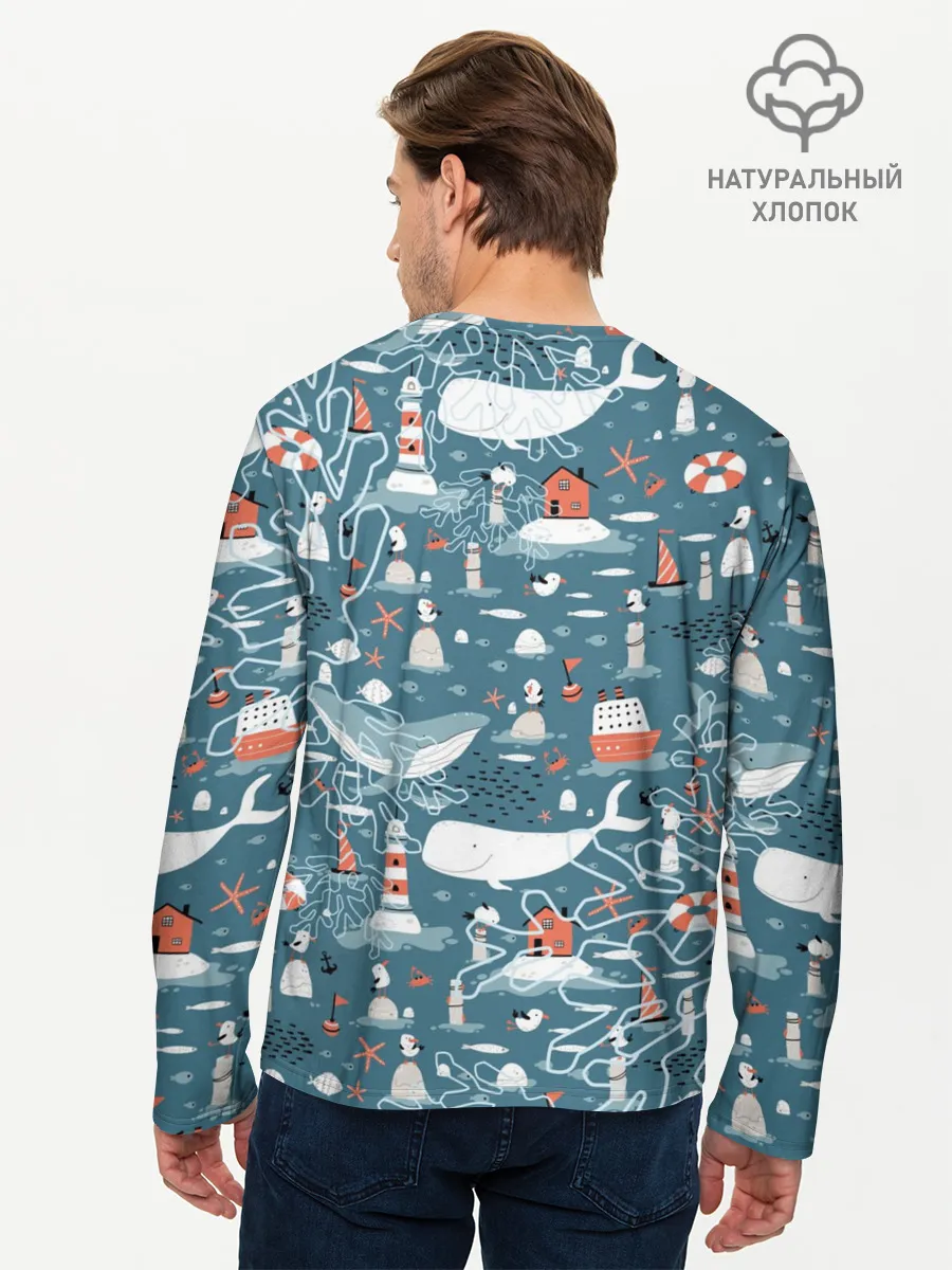 Мужской лонгслив базовый / Море и его жители