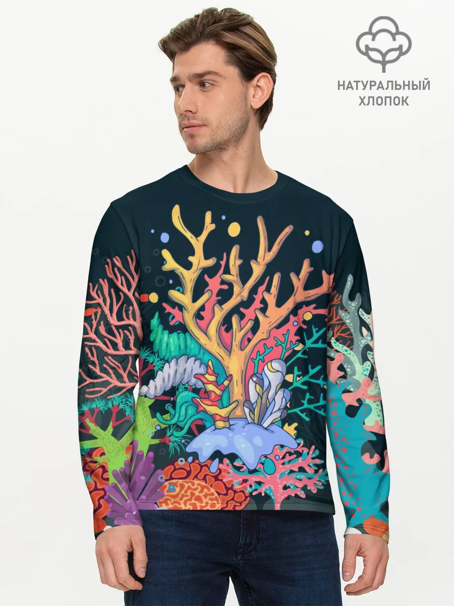 Мужской лонгслив базовый / Морской пейзаж