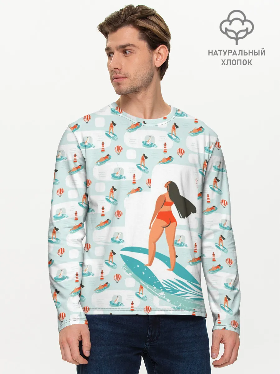 Мужской лонгслив базовый / Серфингистка