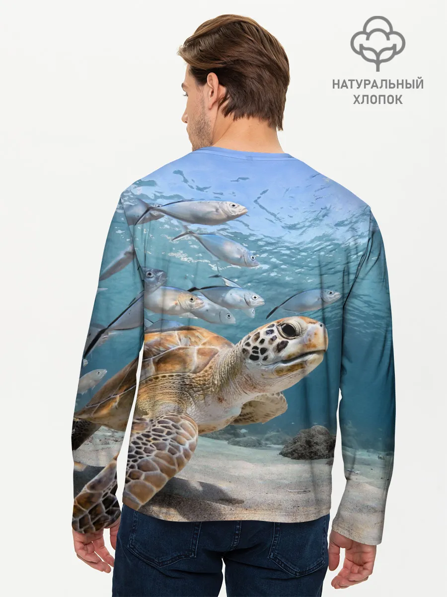 Мужской лонгслив базовый / Морская черепаха