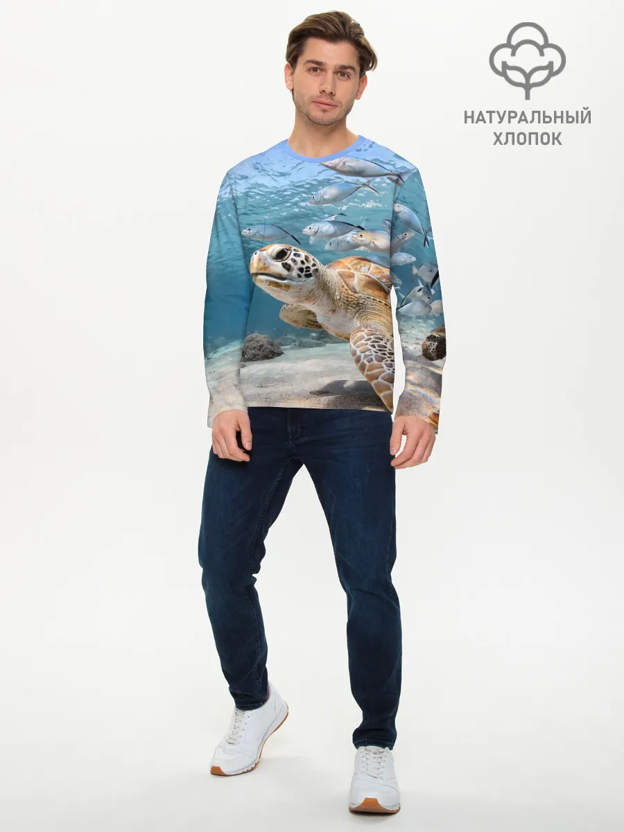Мужской лонгслив базовый / Морская черепаха
