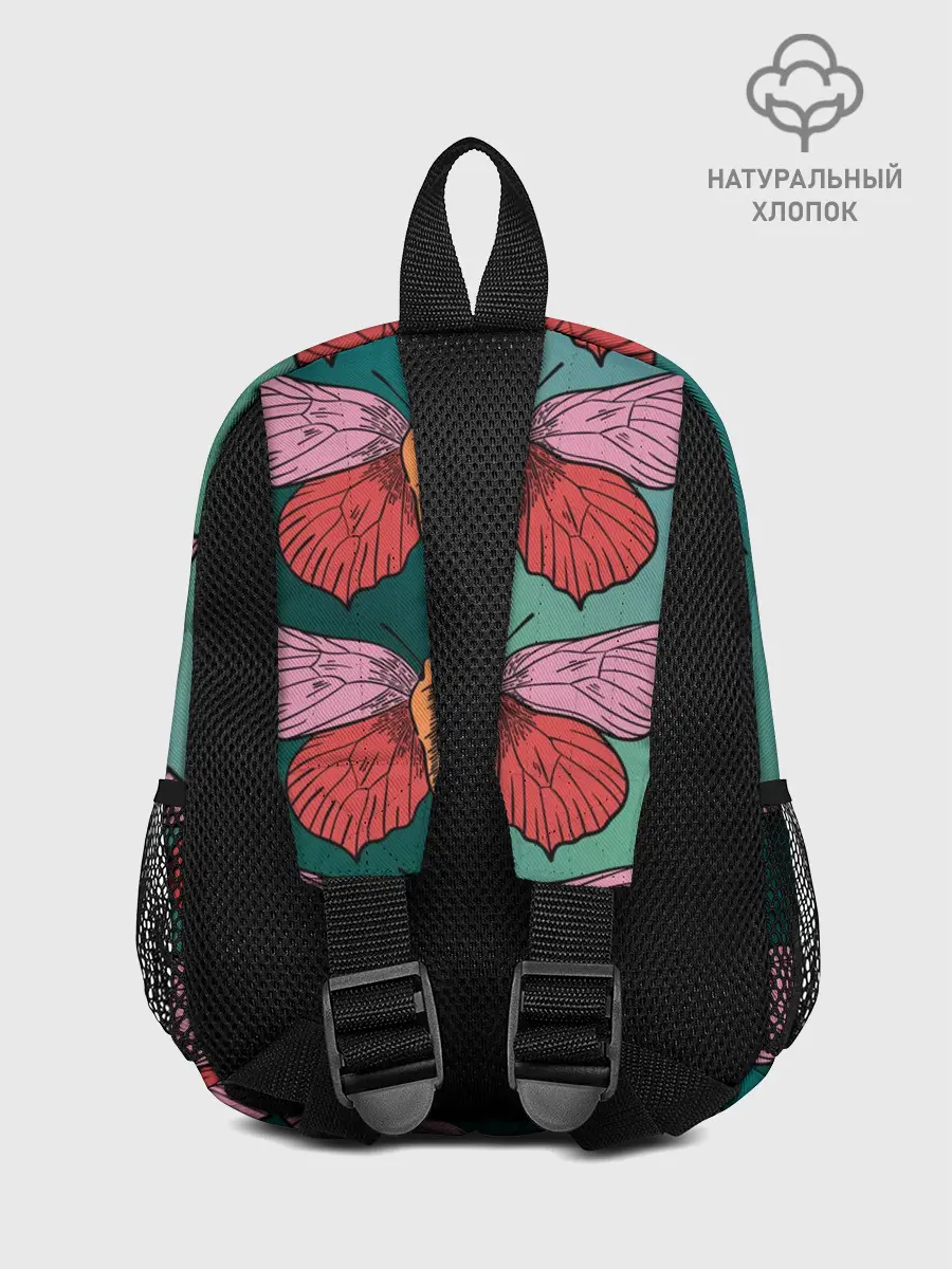 Рюкзак детский / Зеленый принт с бабочками :)