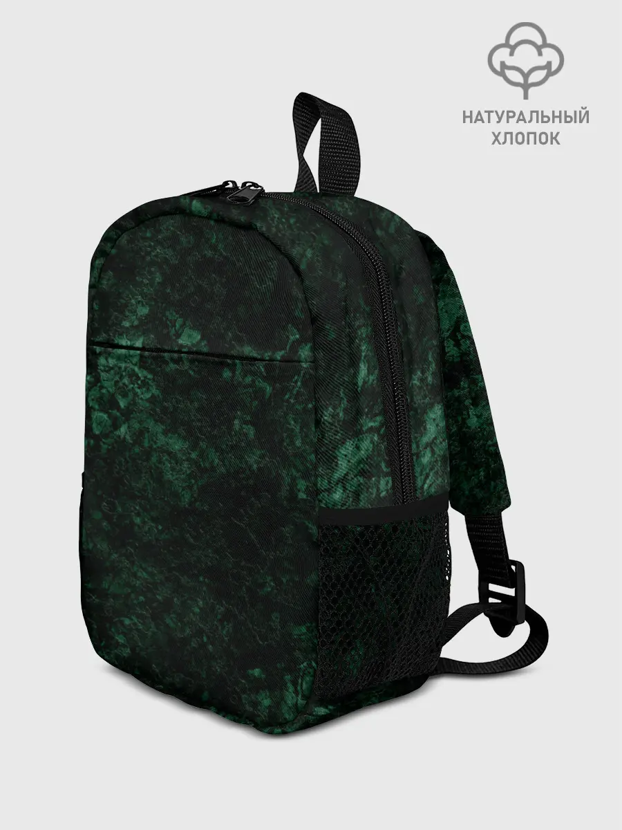 Рюкзак детский / Темно-зеленый мраморный узор
