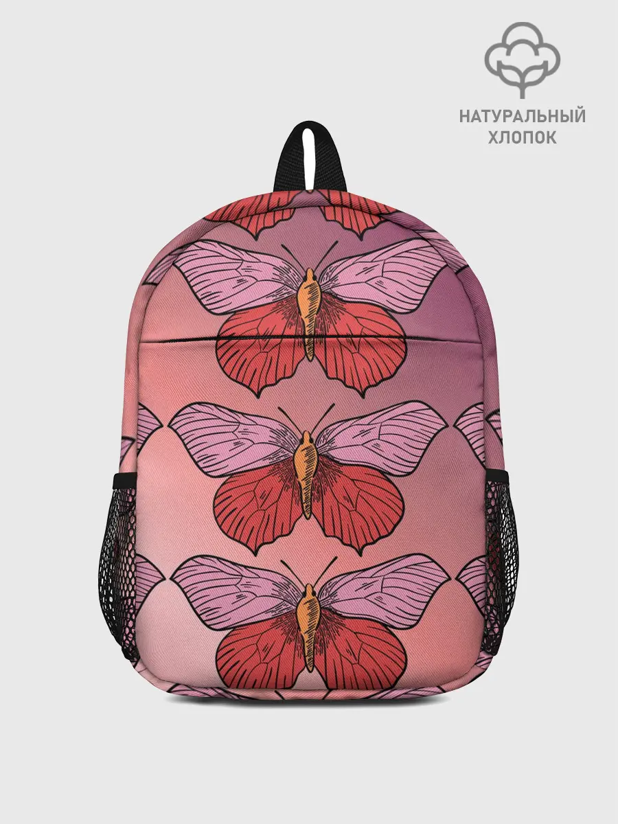 Рюкзак детский / Розовый принт с бабочками