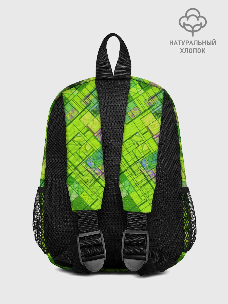 Рюкзак детский / Ярко-зеленый абстрактный узор