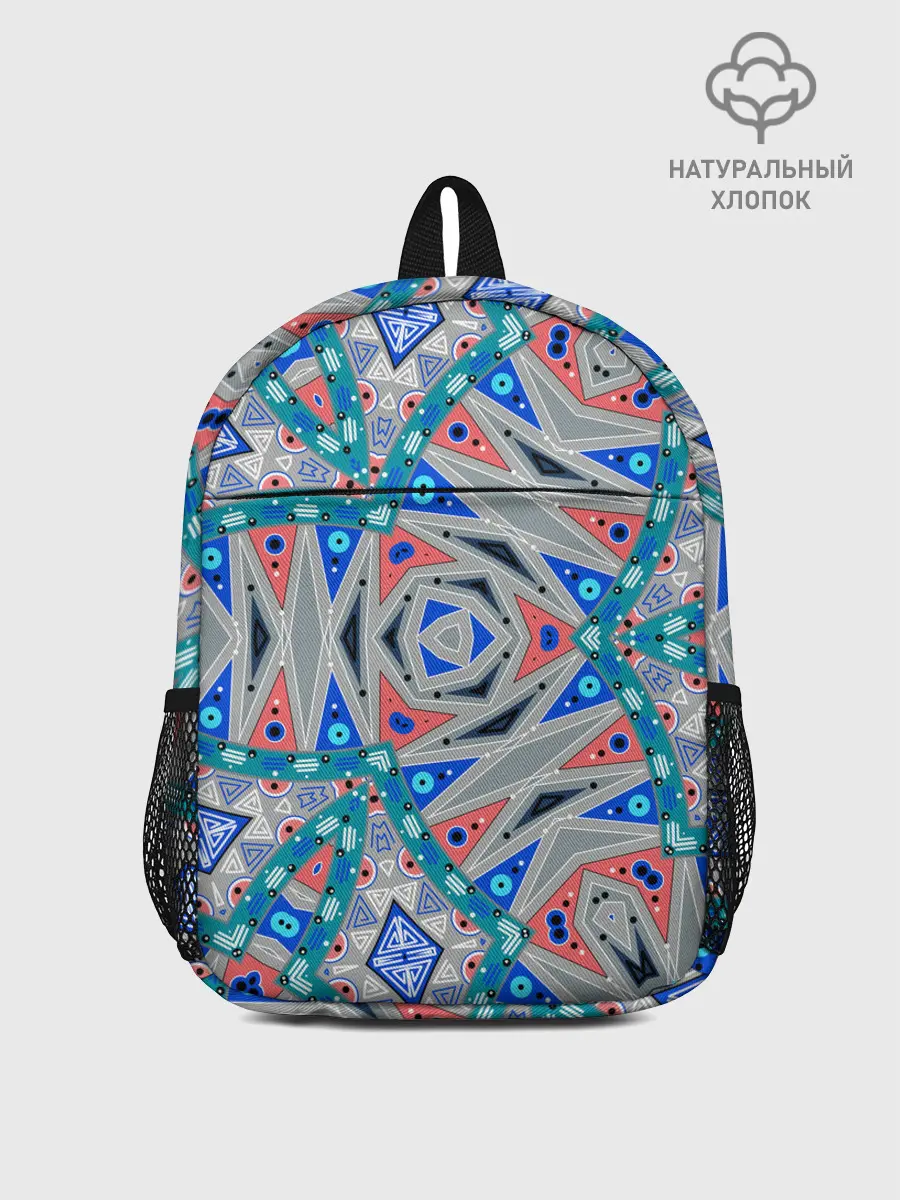 Рюкзак детский / Серо-синий абстрактный узор