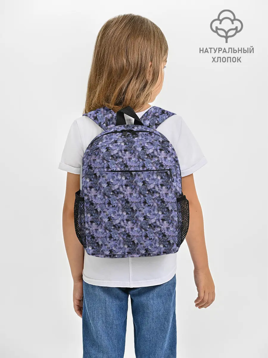 Рюкзак детский / Сине-фиолетовый цветочный узор