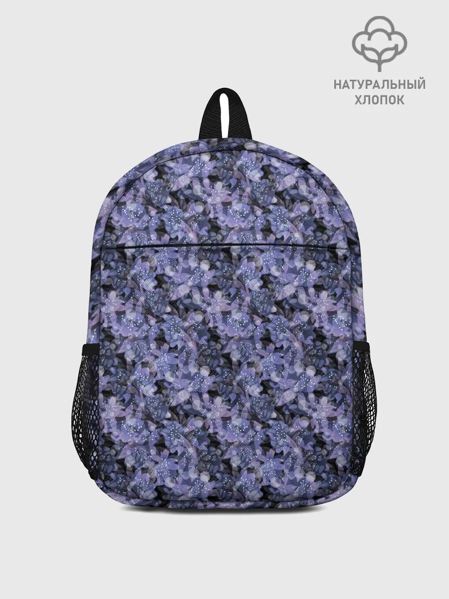 Рюкзак детский / Сине-фиолетовый цветочный узор