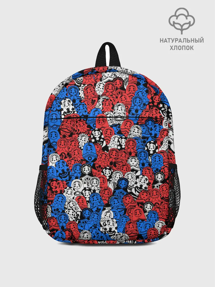 Рюкзак детский / Бело-сине-красные матрёшки