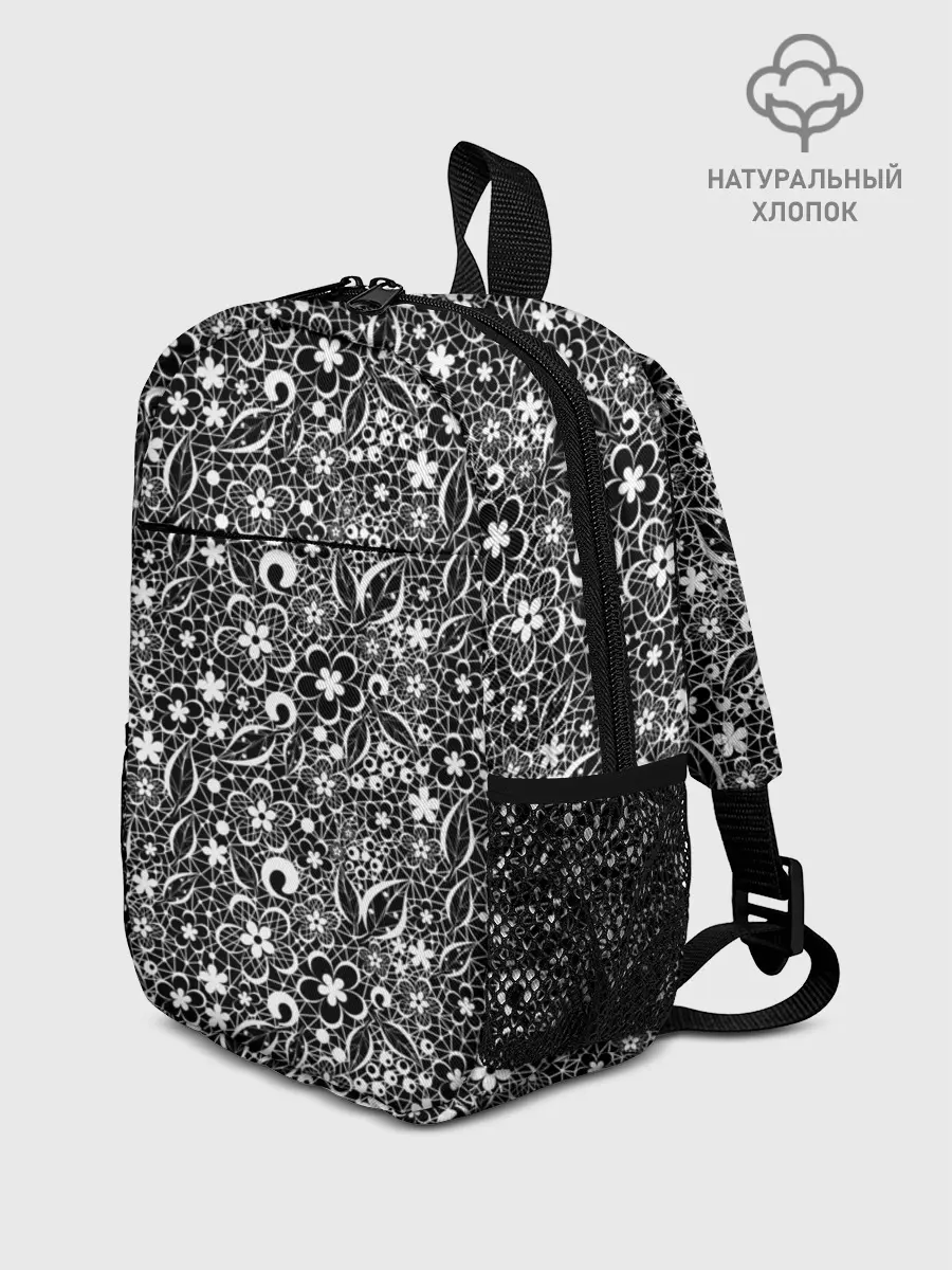 Рюкзак детский / Кружевной черно белый узор