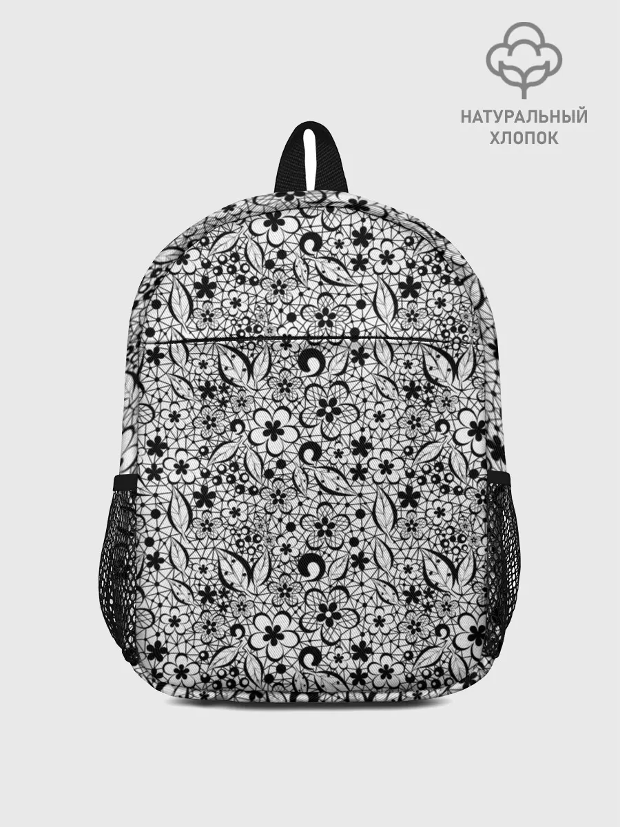 Рюкзак детский / Черное кружево цветочное