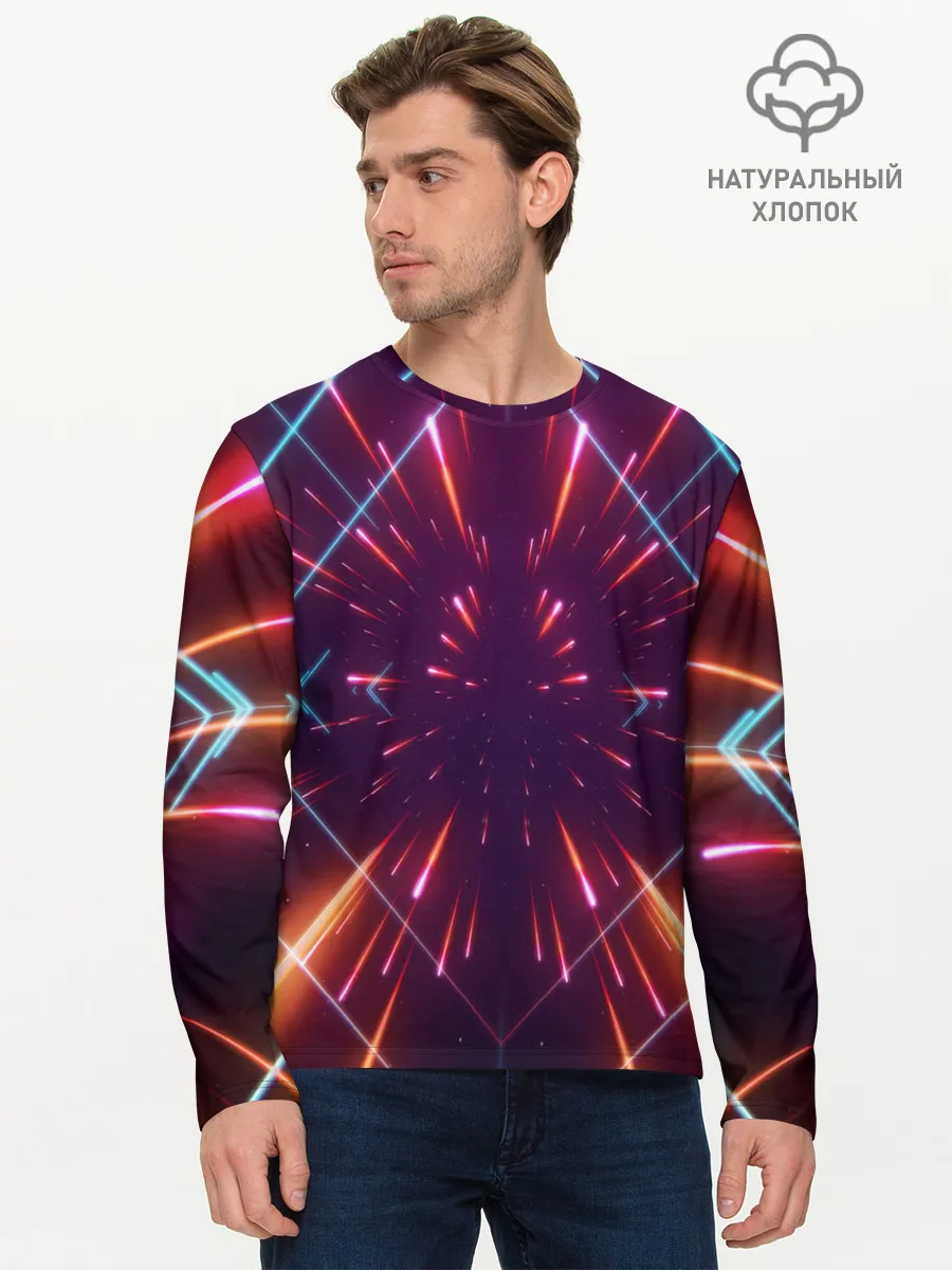 Мужской лонгслив базовый / SYNTHWAVE / RETROWAVE