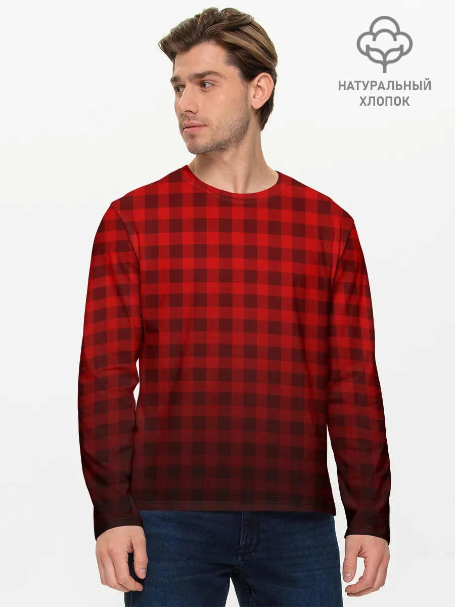 Мужской лонгслив базовый / В КЛЕТОЧКУ