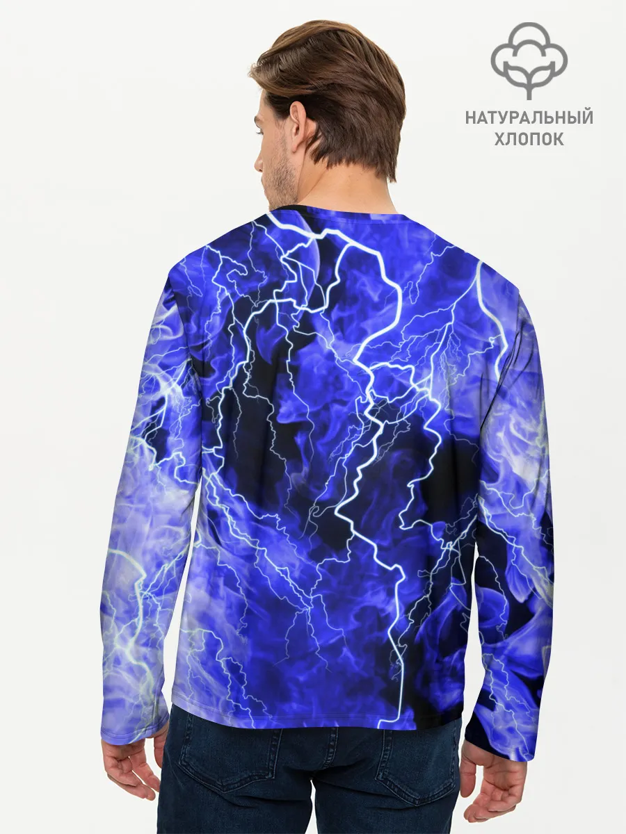 Мужской лонгслив базовый / МОЛНИЯ BLUE