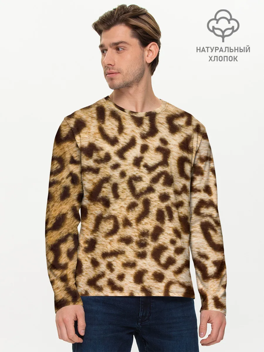 Мужской лонгслив базовый / Леопард