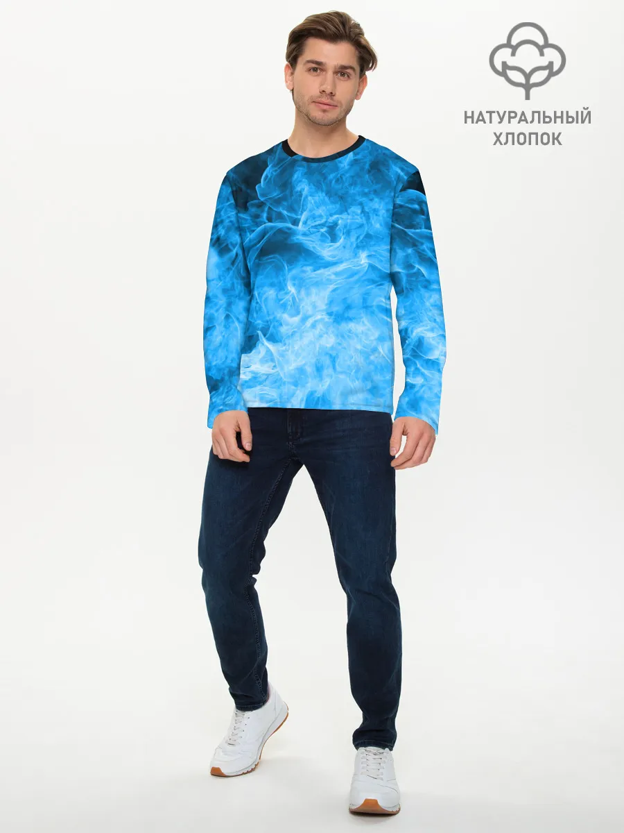 Мужской лонгслив базовый / ОГОНЬ BLUE
