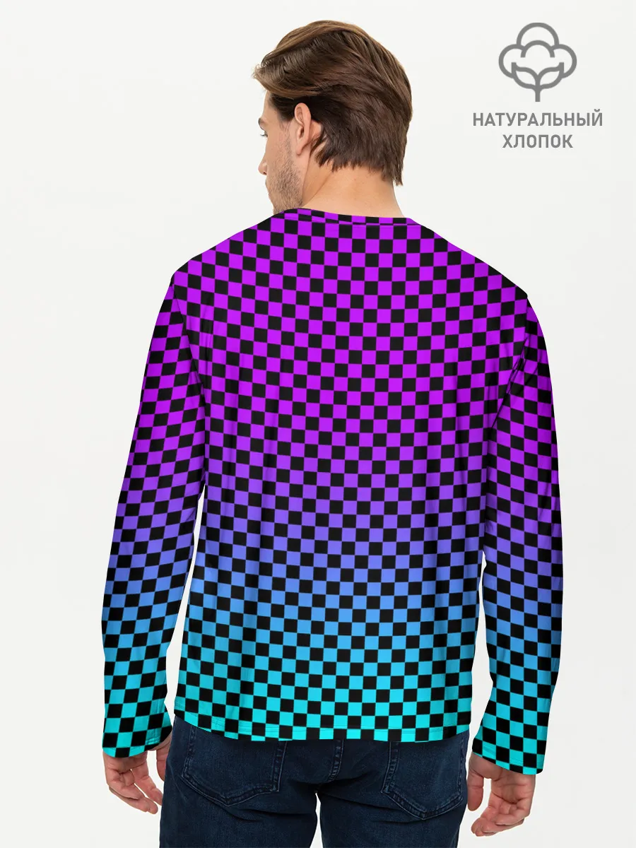 Мужской лонгслив базовый / НЕОНОВАЯ ШАХМАТКА