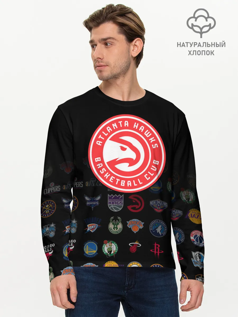 Мужской лонгслив базовый / Atlanta Hawks